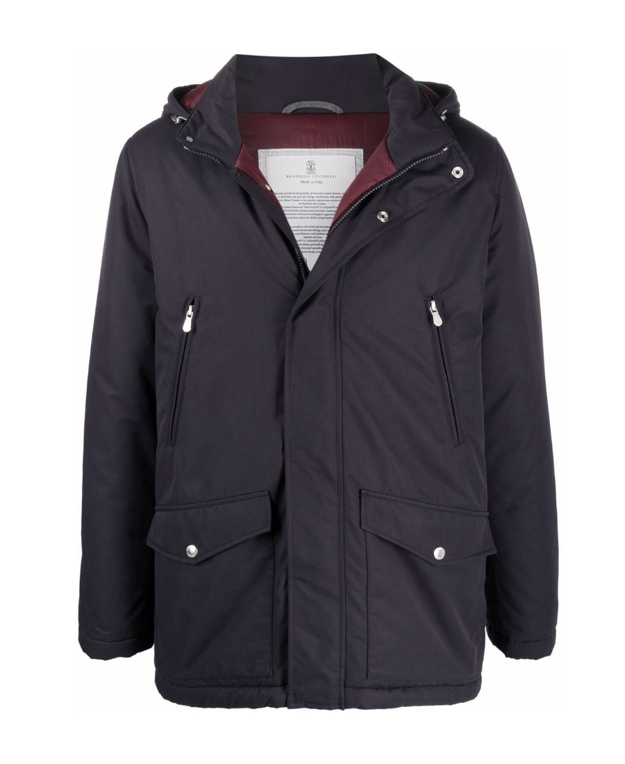 Brunello Cucinelli Multi-pocket Hooded Padded Coat In Purple