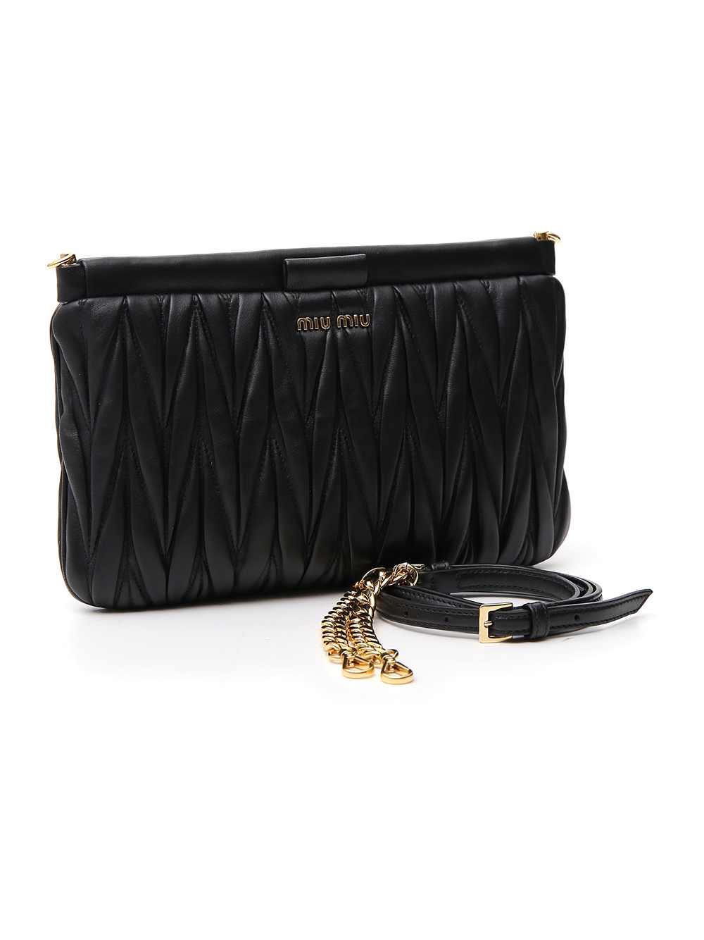 Miu Miu Matelassé Quilted Crossbody Bag In Black