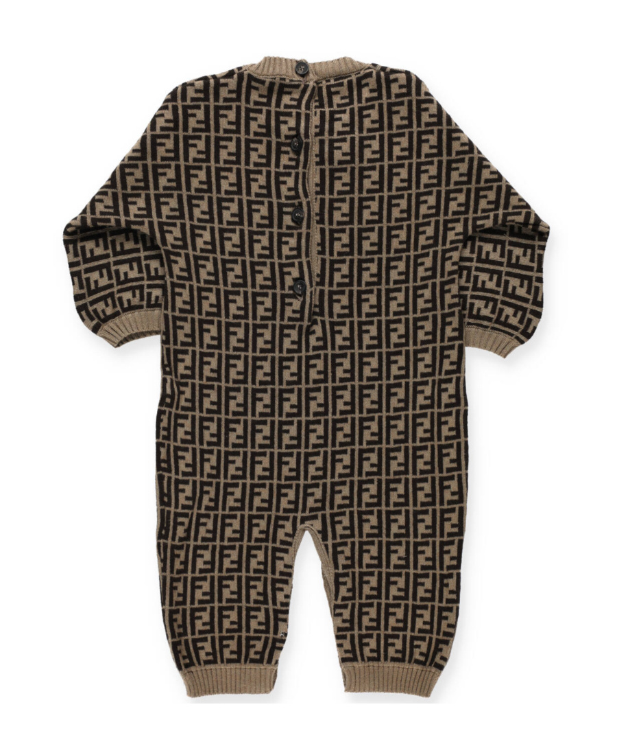 Fendi Ff Logo-print Knitted Romper In Black