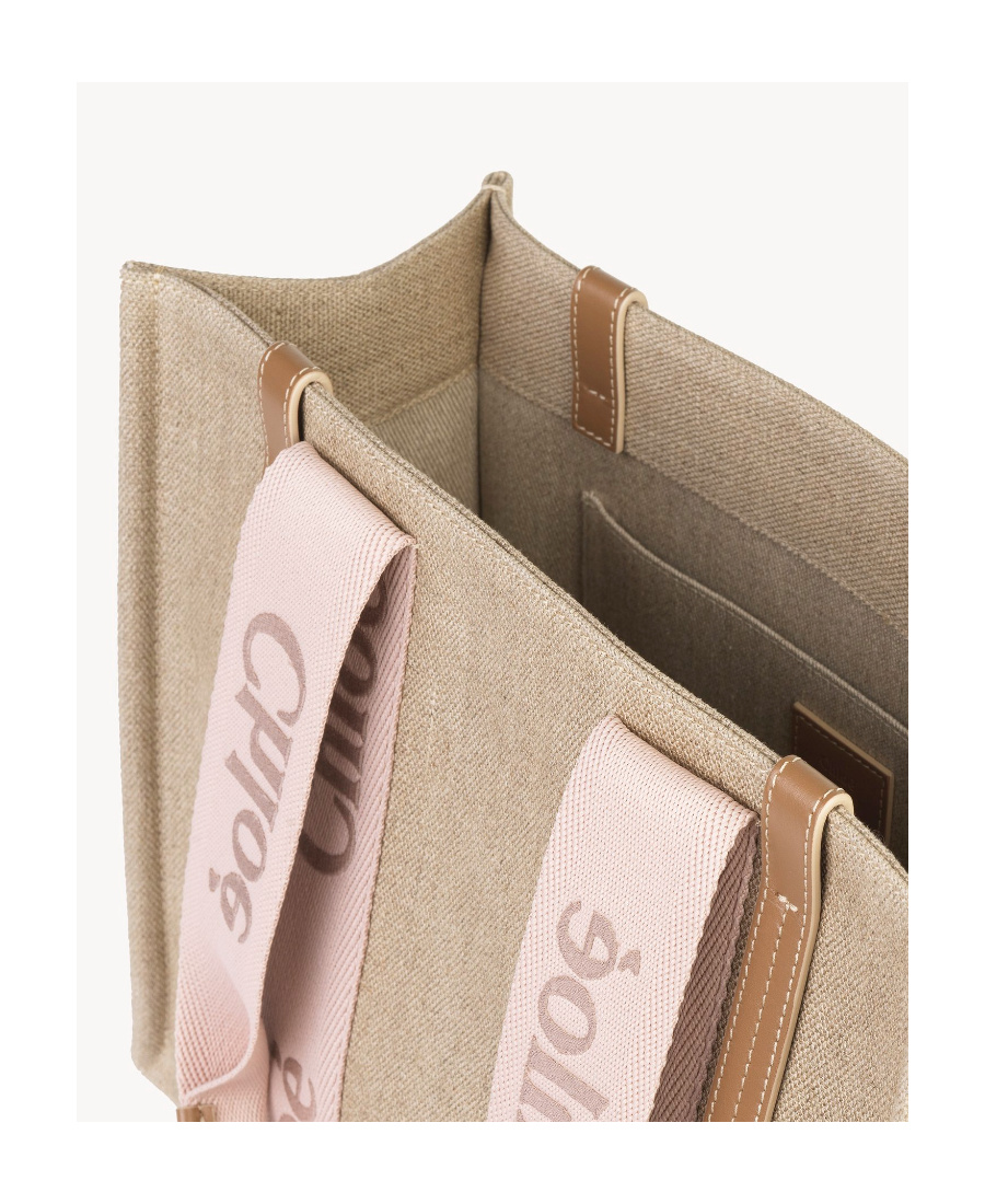 Chloé Medium Woody Tote Bag In Nude