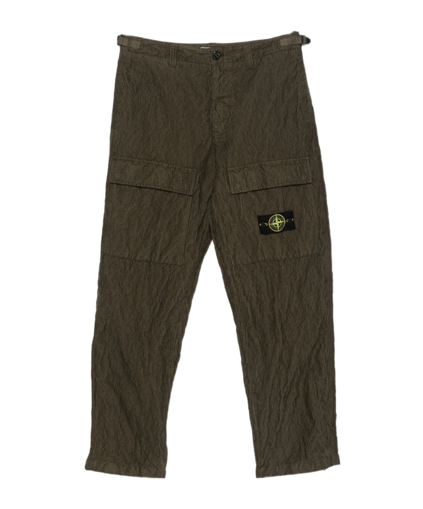 Stone Island Wrinkled Corduroy Straight-leg Trousers In Brown