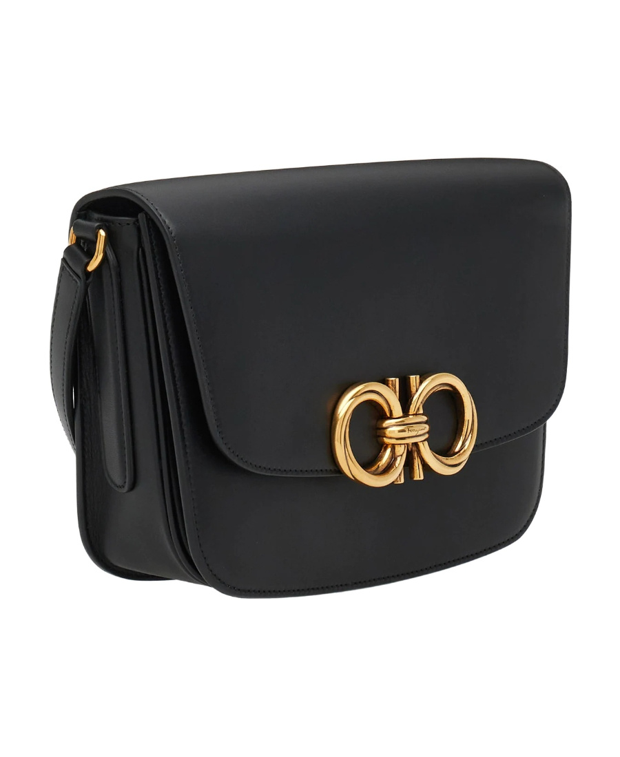 FERRAGAMO GANCINI LEATHER SHOULDER BAG