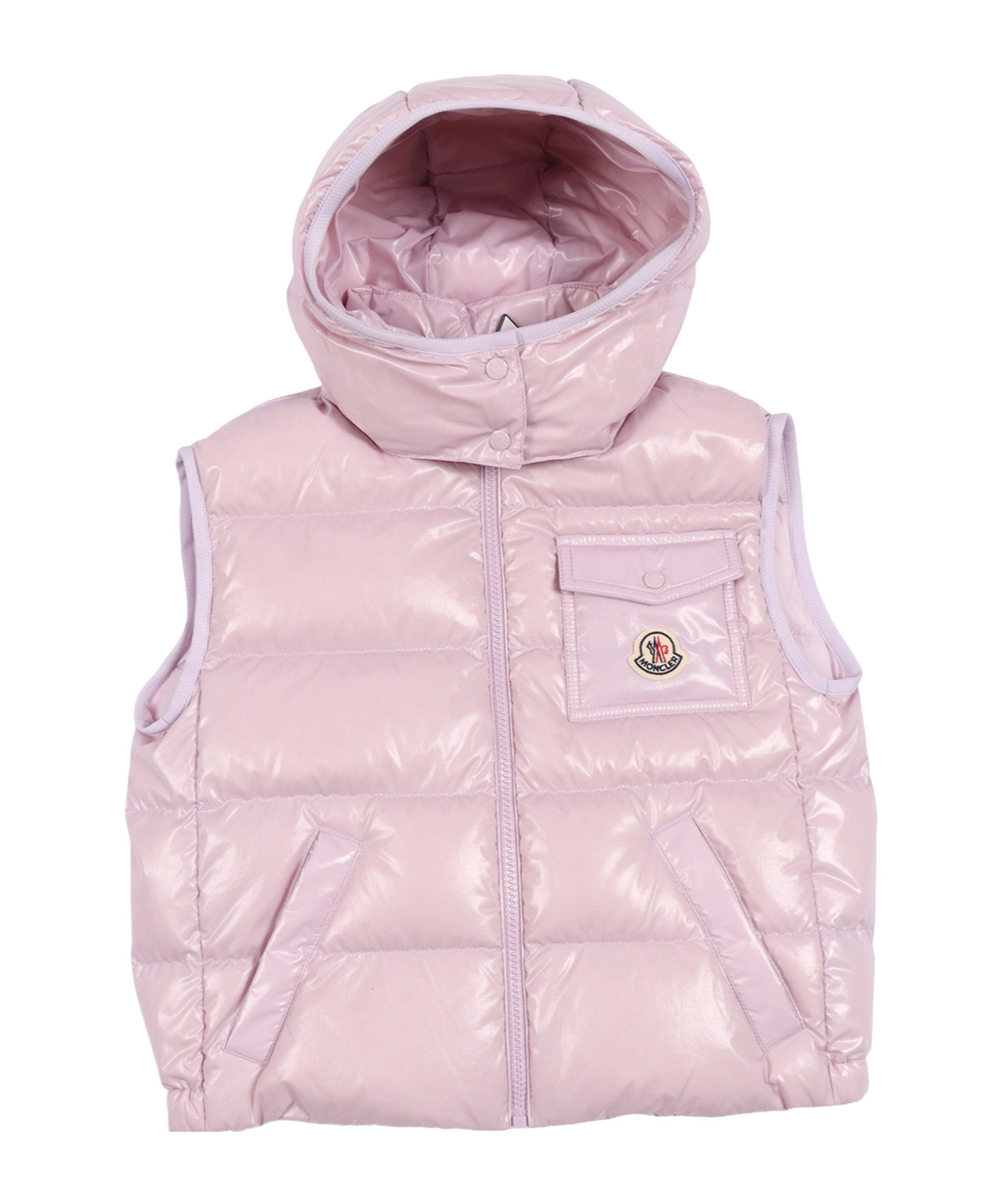 Moncler Enfant Kamile Hooded Down Gilet In Pink