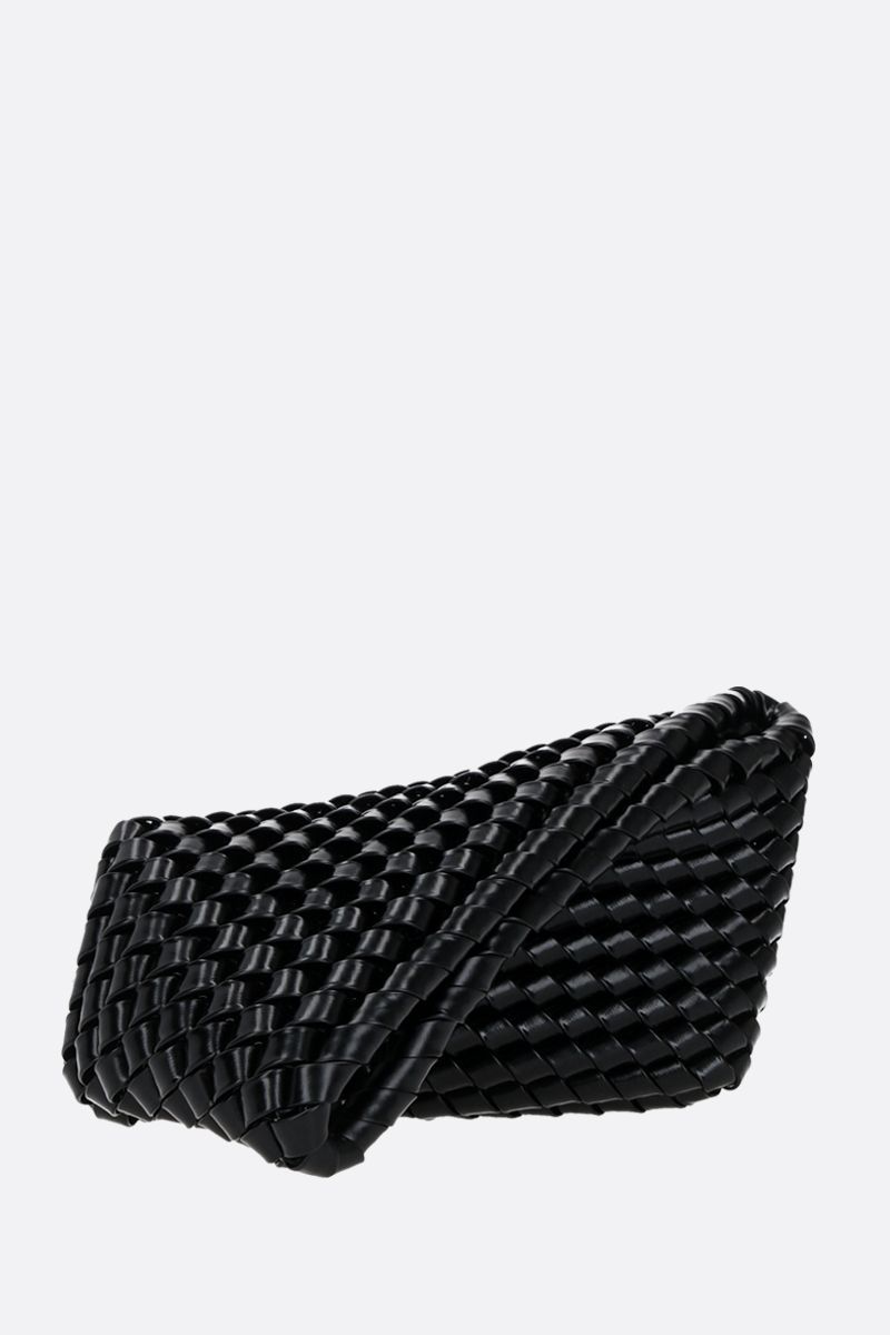 Bottega Veneta Intrecciato Slanted Clutch Bag In Black