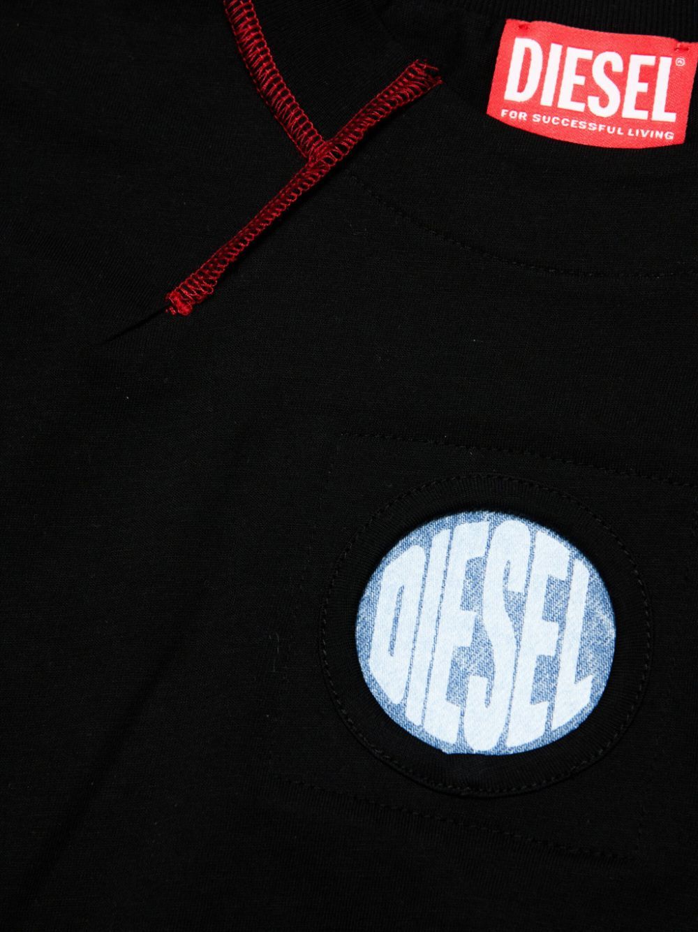 DIESEL LOGO-PRINT CONTRAST-STITCHING T-SHIRT