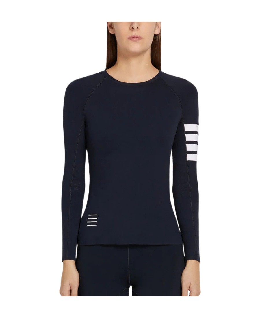Thom Browne 4-bar Compression Long Sleeve Top In Black
