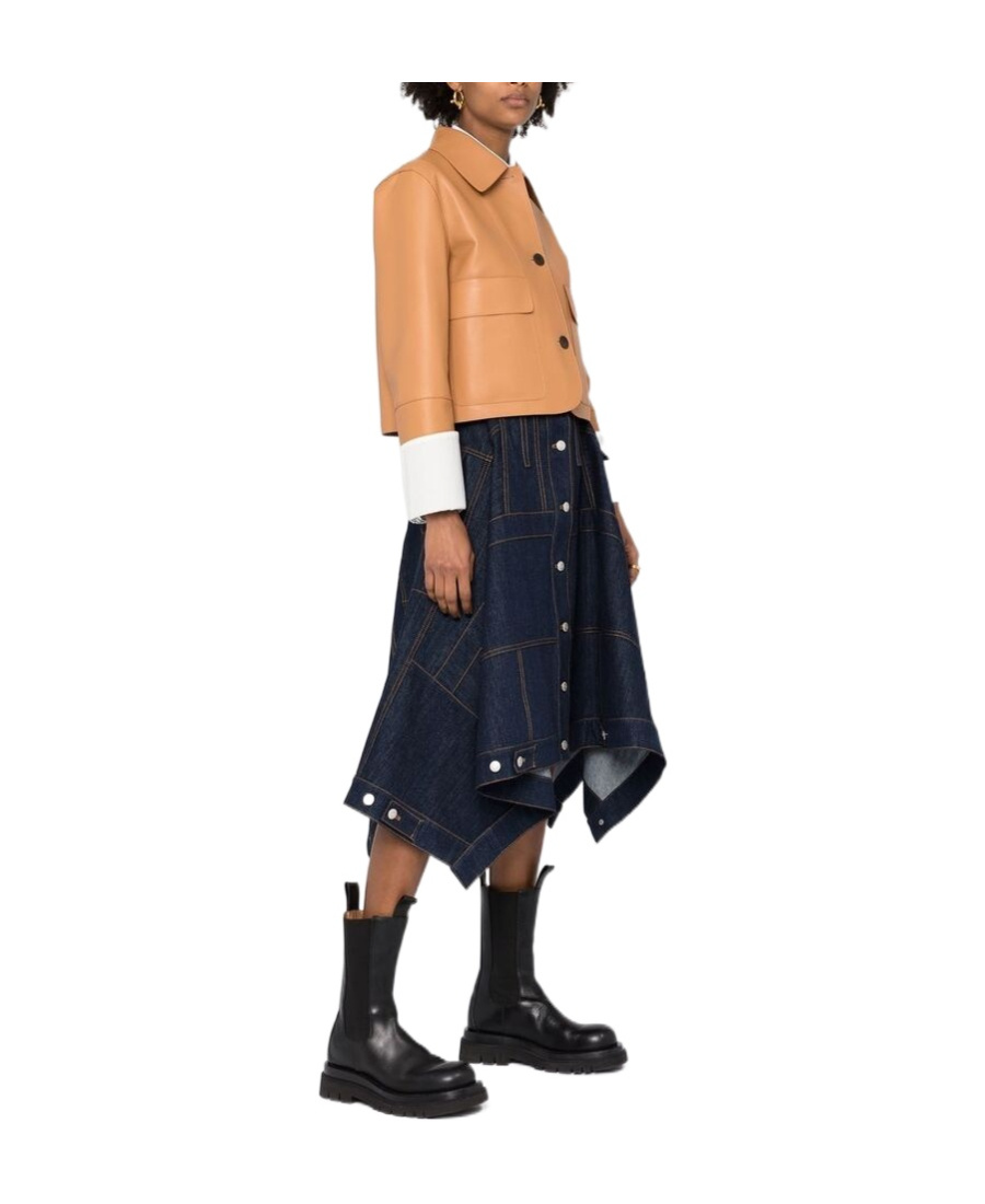 Alexander Mcqueen Full Denim Midi Skirt In Blue