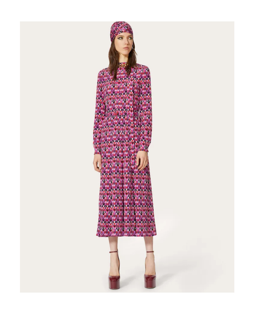 Valentino Long Elegant Dress With Long Sleeves In Pink