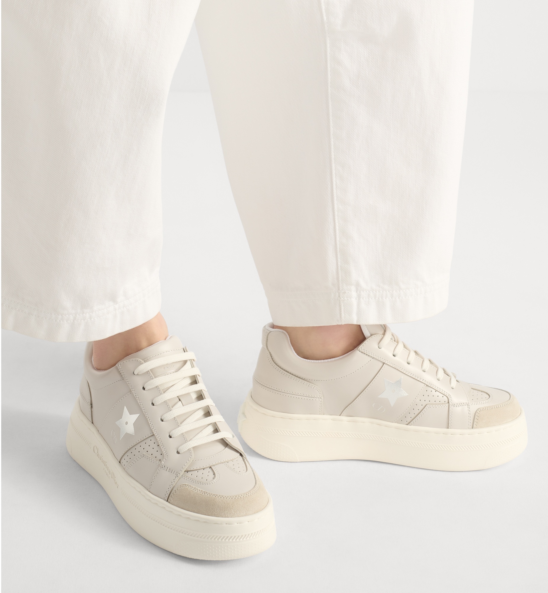 Dior Star Platform Sneaker In White
