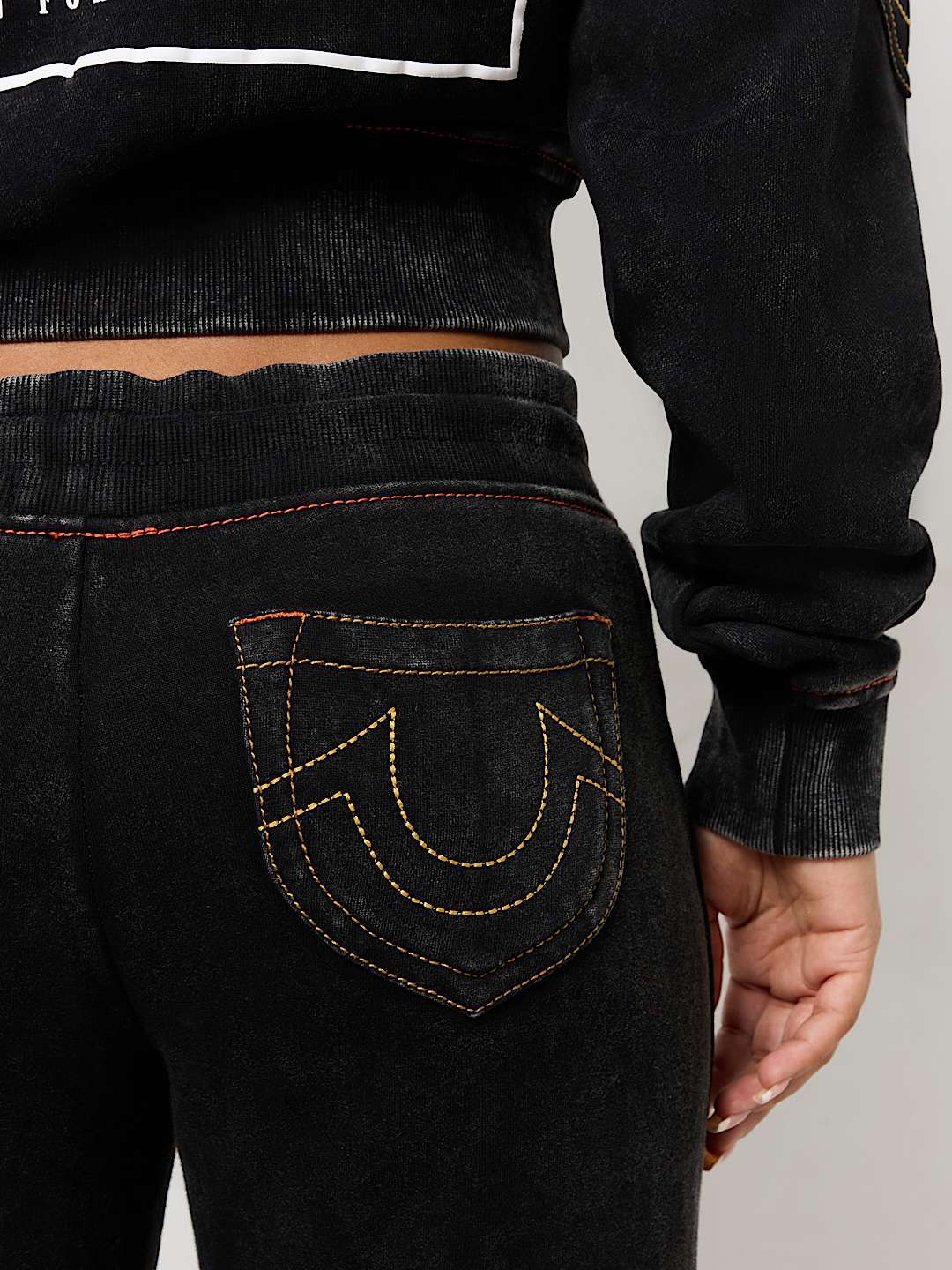 True Religion Vintage Wash Spade Pocket Low Rise Sweat Pant In Black
