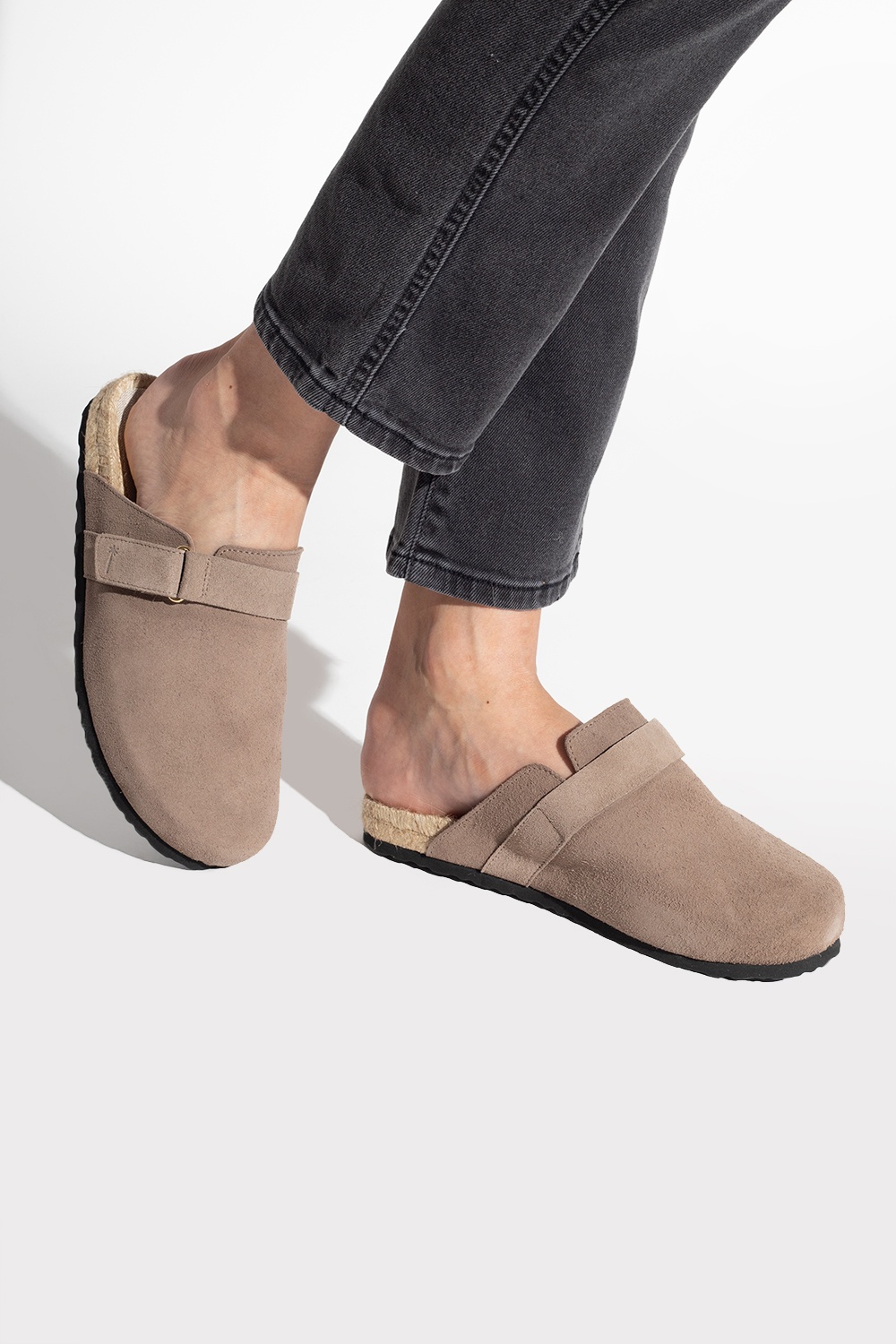 Manebi Suede Round-toe Mules In Brown