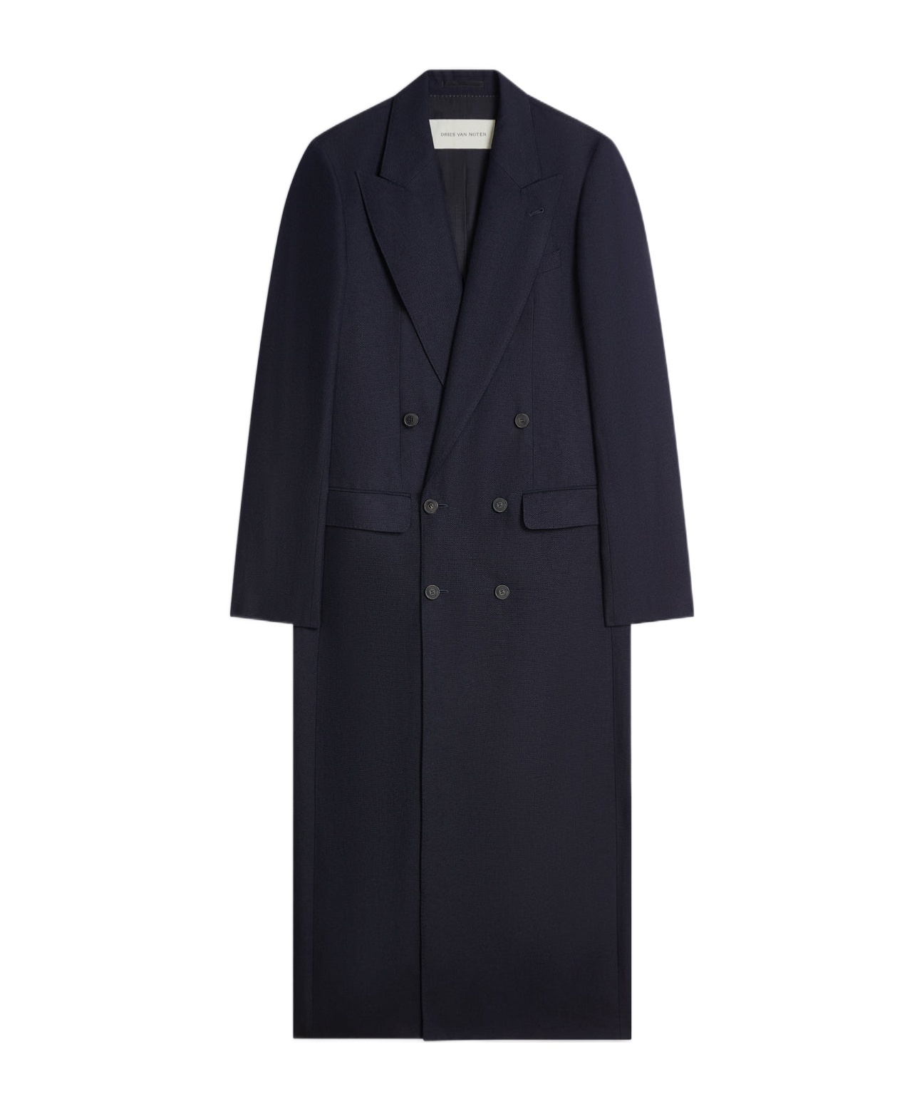 Dries Van Noten Lapel Long Sleeve Coat In Black
