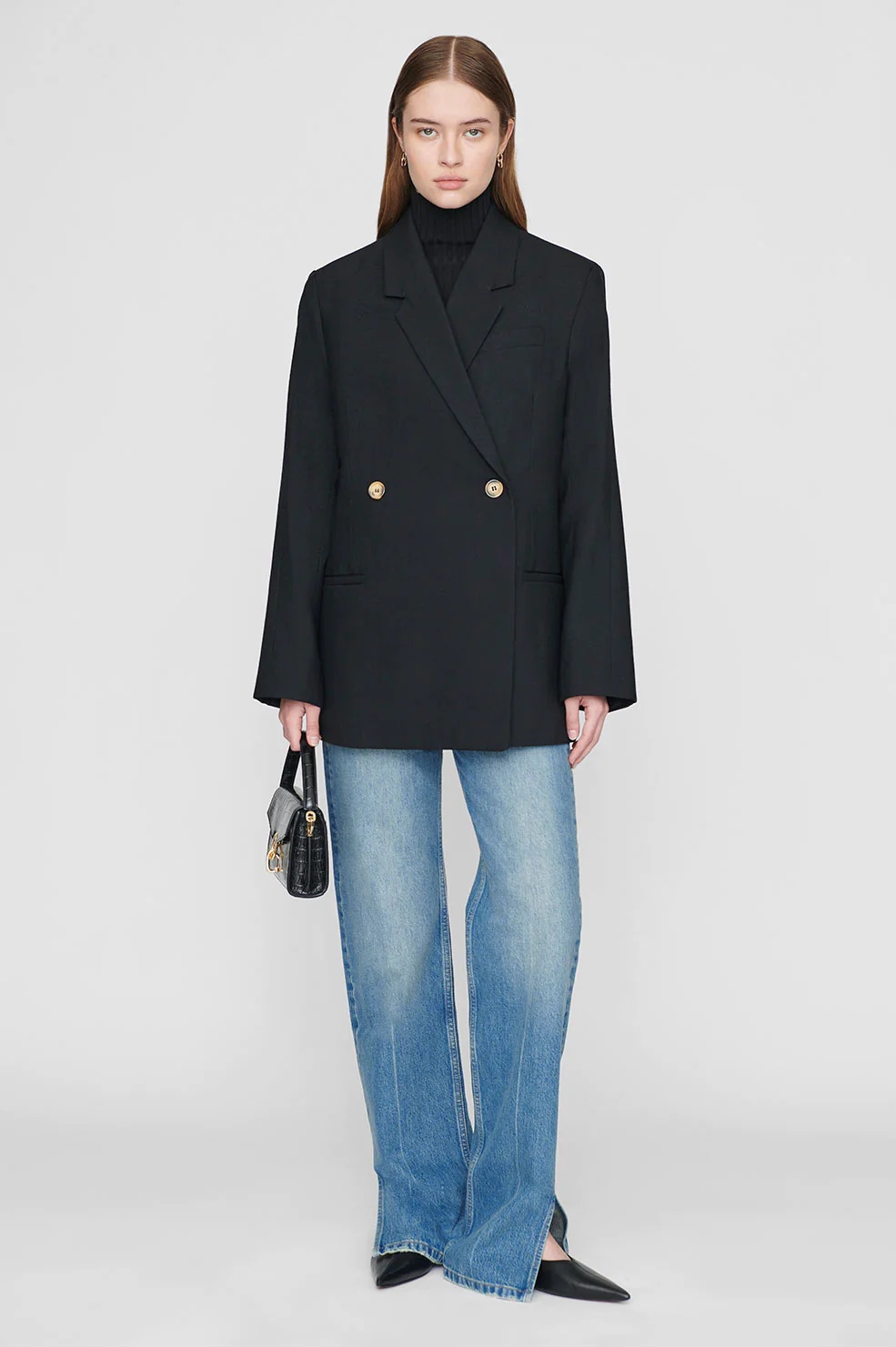 ANINE BING KAIA DOUBLE-BREASTED COTTON BLAZER