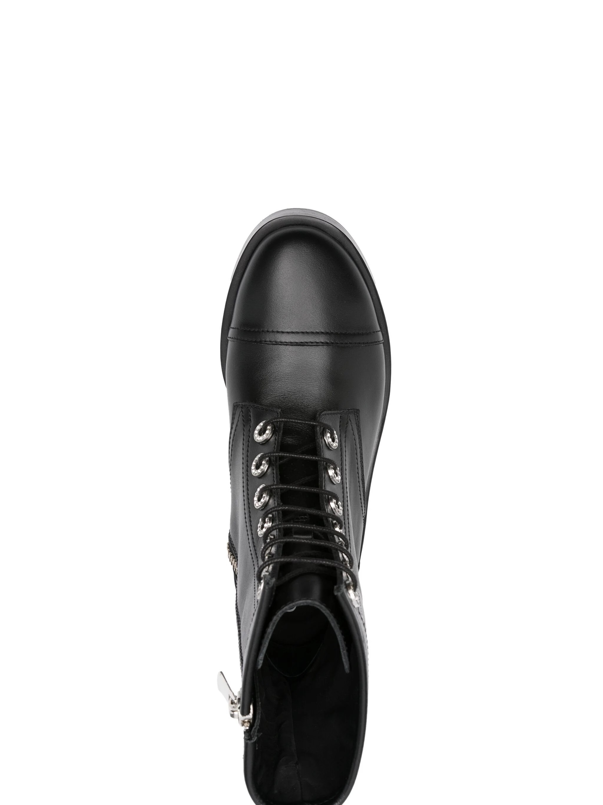 Casadei Leather Combat Boots In Black