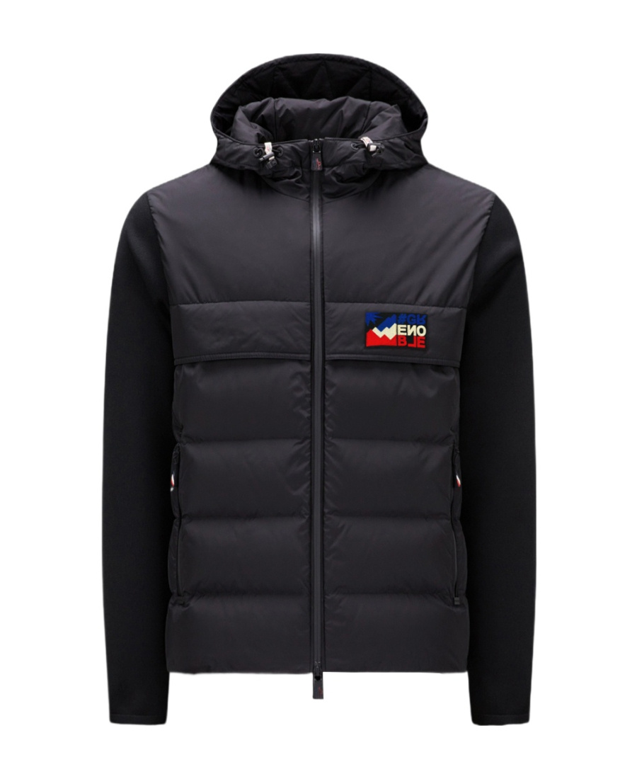 Moncler Quilted-panel Hooded Cardigan In Black