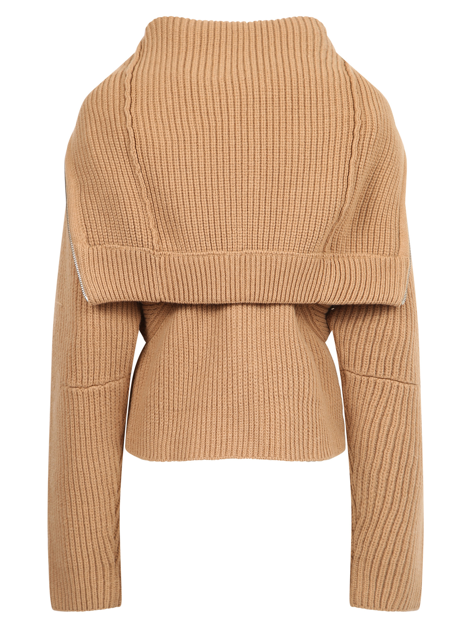 Ambush Lapel Zipper Sweater In Nude