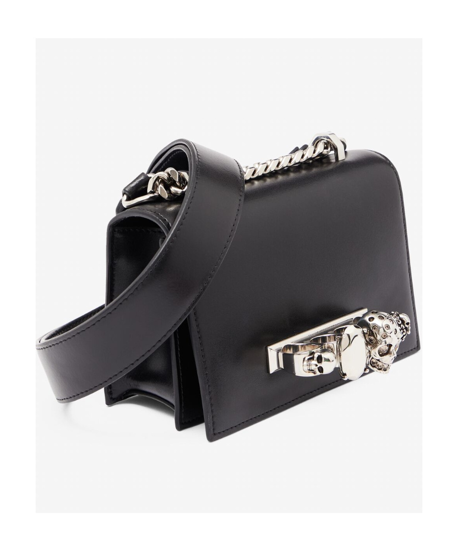 Alexander Mcqueen Mini Jewelled Satchel Bag In Black