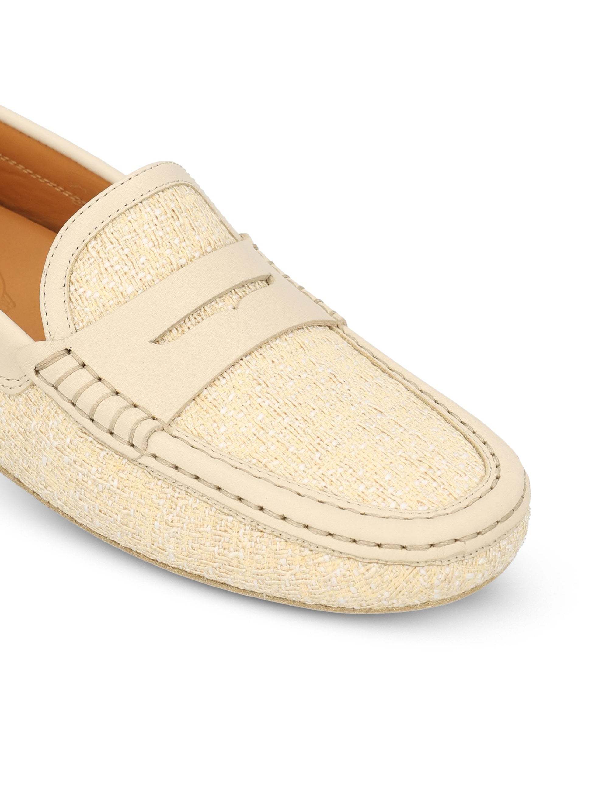 Shop Tod's Tweed Loafers In Nude