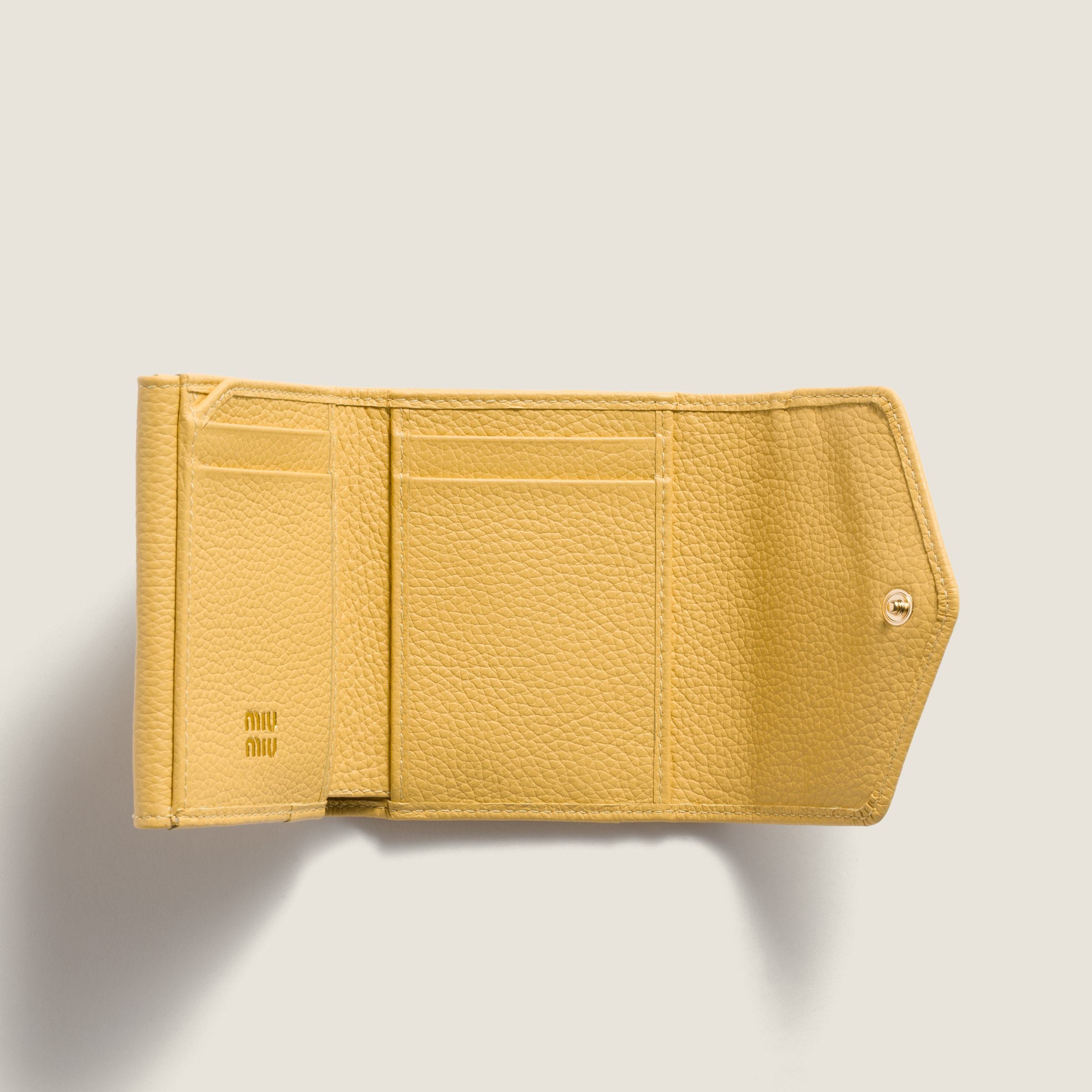 Miu Miu Small Leather Wallet In Yellow