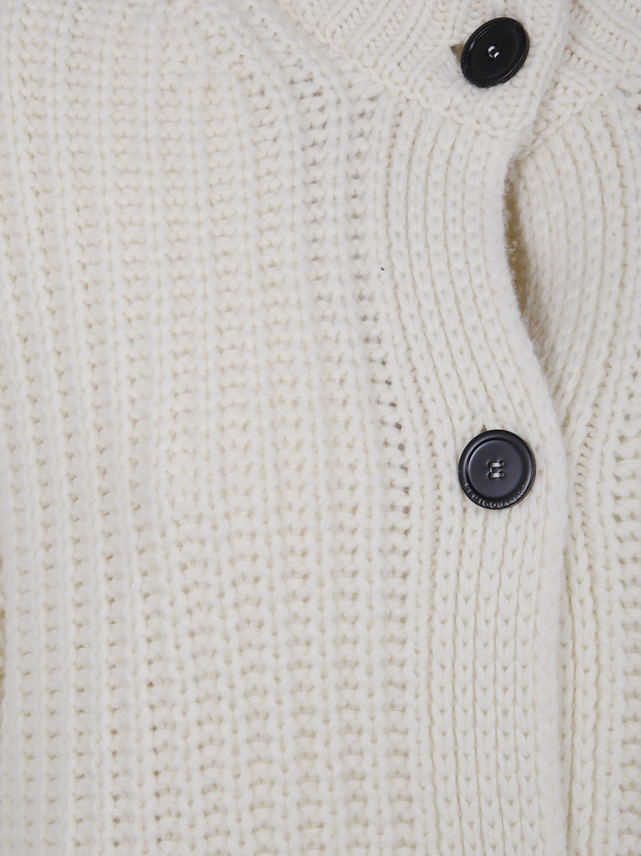 Semicouture Amalia Ribbed Wool Cardigan In White