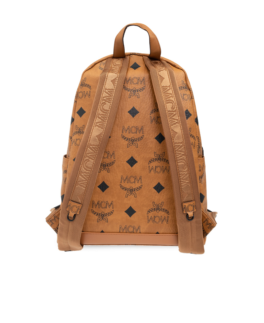 Mcm Logo Backpack In Brown