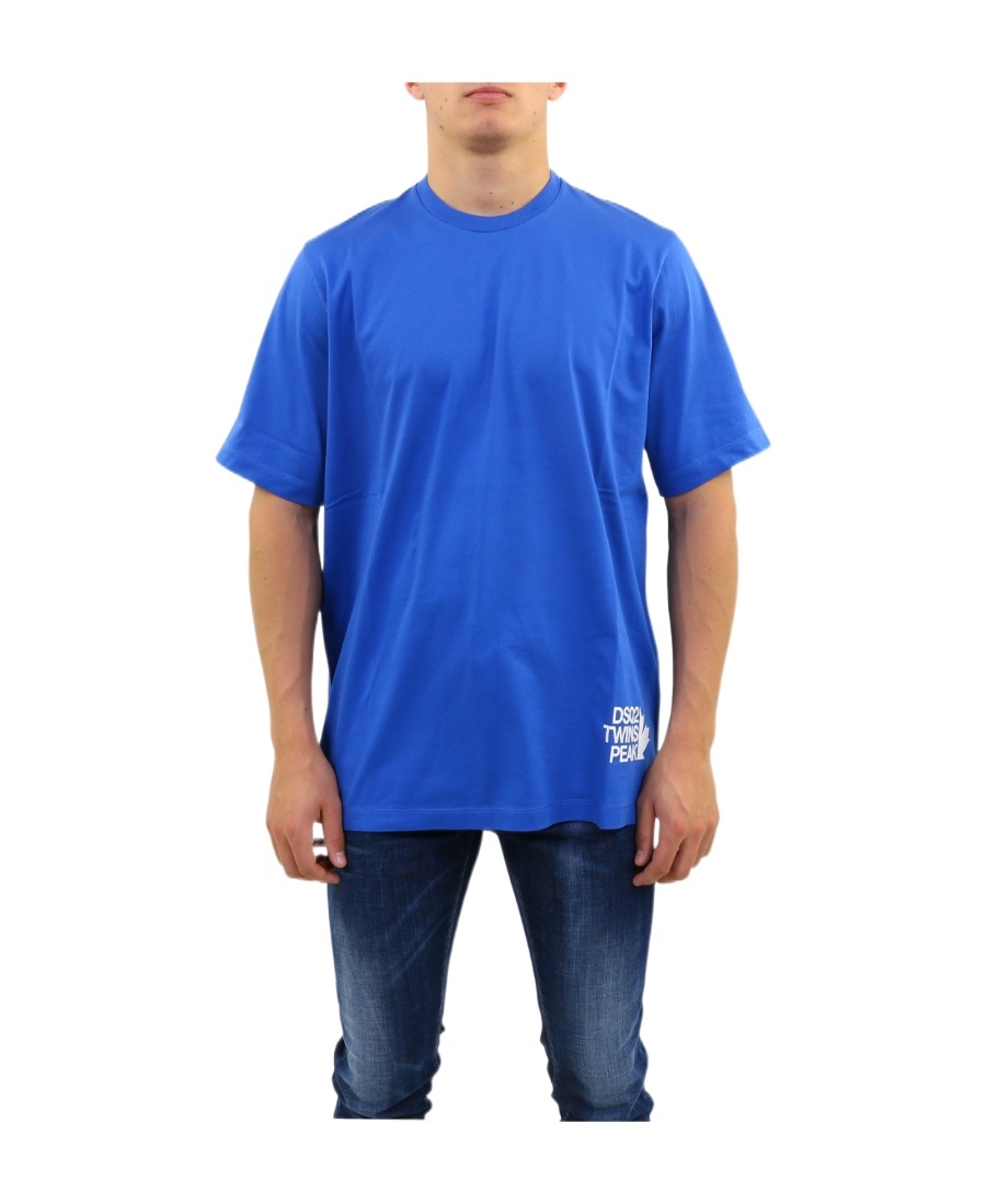 Dsquared2 T-shirt With Round Neck And Short Sleeves In Blue