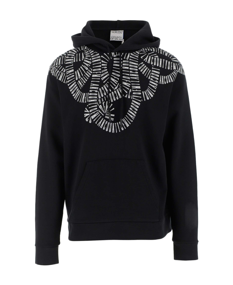 Marcelo Burlon County Of Milan Snake Wings Cotton Hoodie In Black