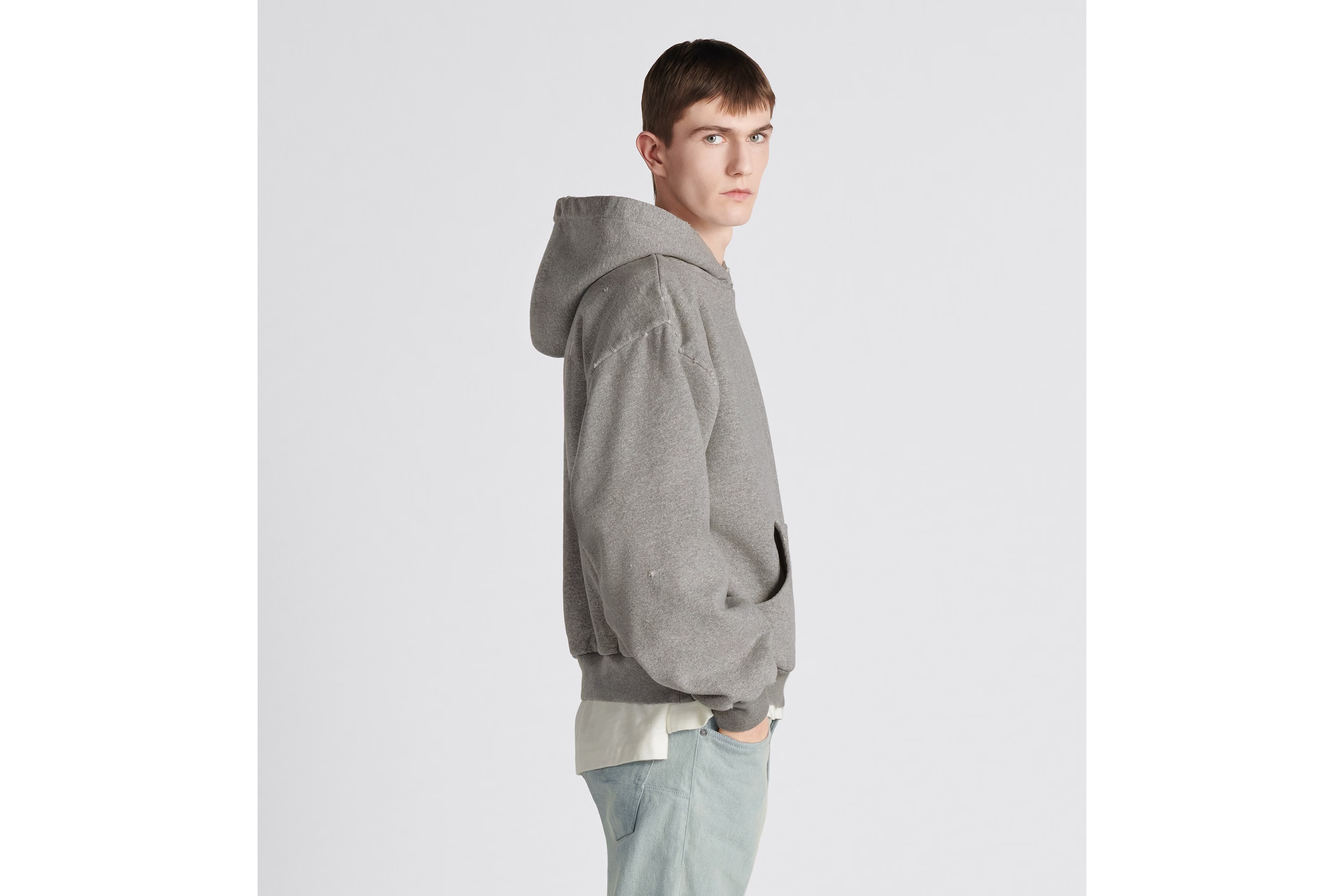 Dior Hooded Printed Sweater In Gray
