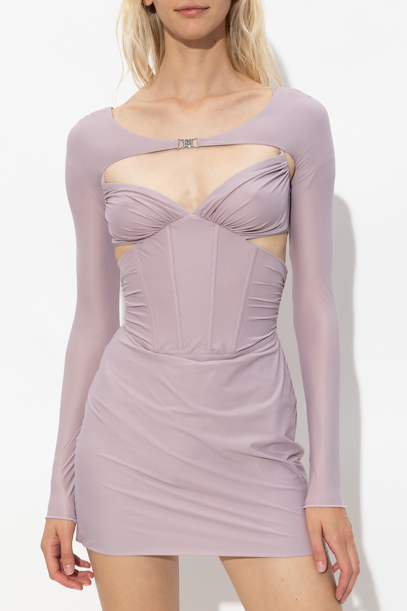 Misbhv Layered Mesh Long-sleeve Top In Pink