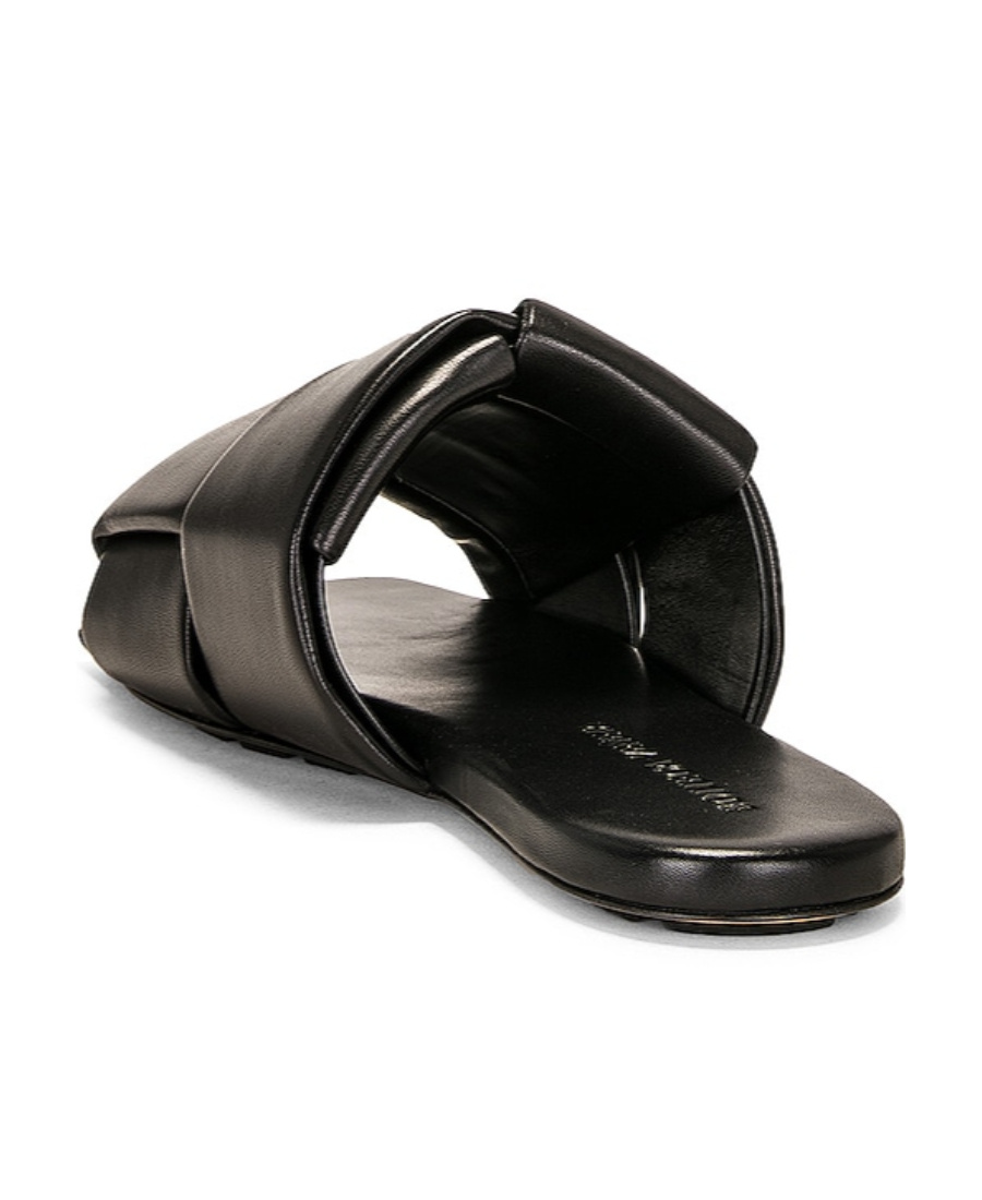 Bottega Veneta Patch Flat Mules In Padded Intreccio Leather In Black