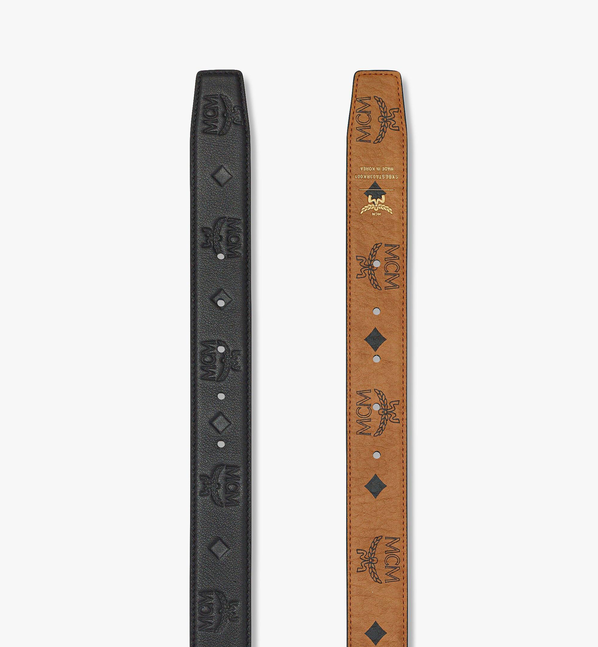 Mcm Aren Reversible Belt 1.3" In Embossed Monogram Leather In Brown
