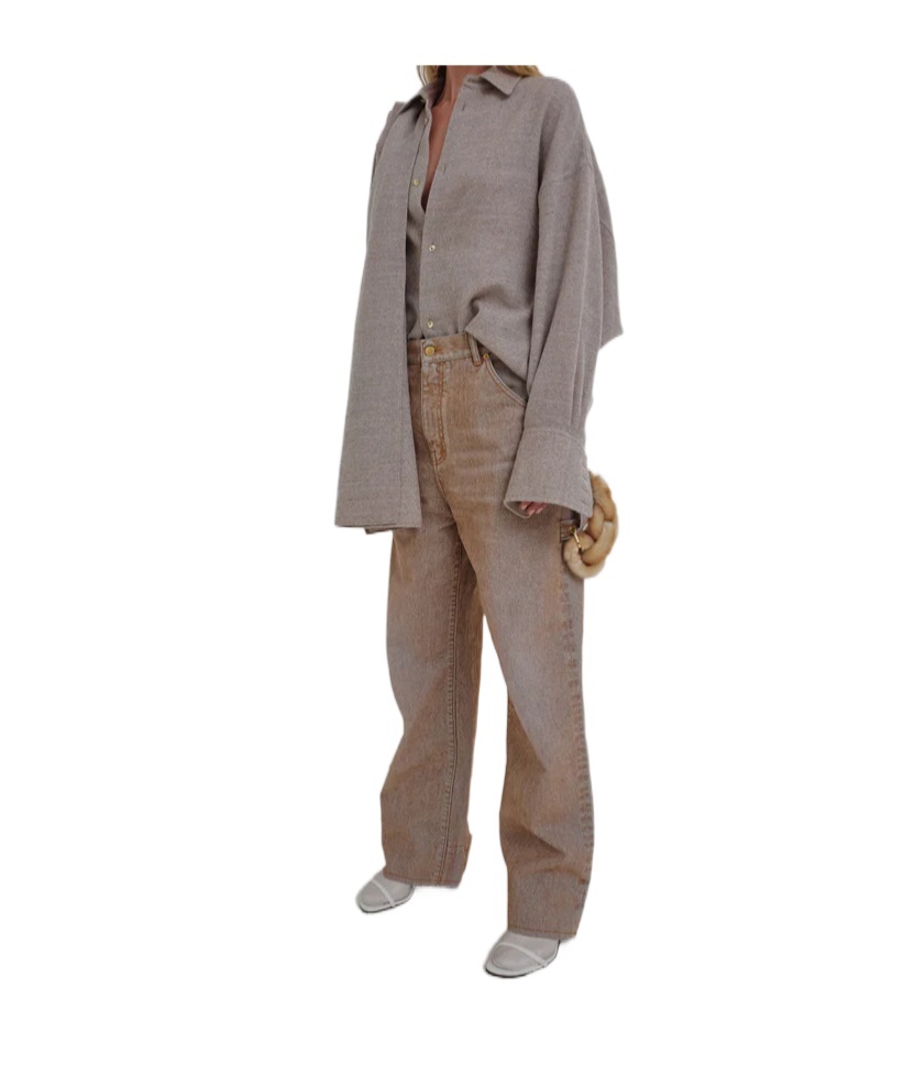 Darkpark Lisa - Chain Adorned Loose Fit Carpenter Flock Denim In Gray