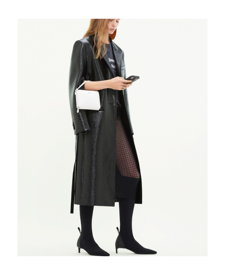 Courrèges Vinyl Mid-length Trench Coat In Black