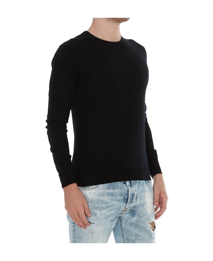 Hōsio Hosio Long-sleeved Crewneck Knitted Jumper In Black