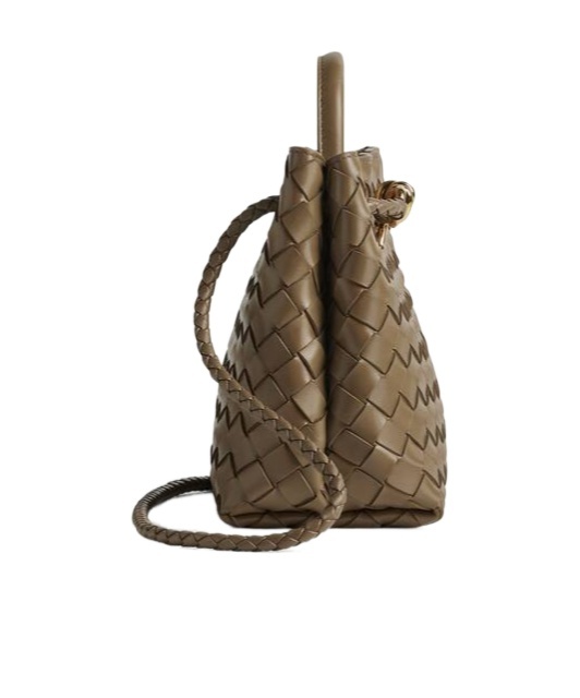Bottega Veneta Andiamo Intrecciato Small Suede Tote Bag In Green