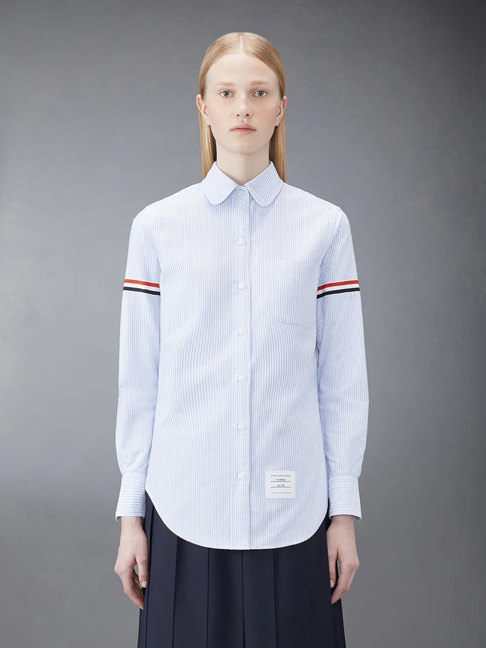 Thom Browne Grosgrain Armband Oxford Shirt In White