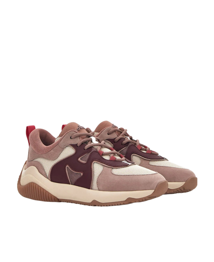 Hogan H597 Allacciato H Sneakers In Multicolor Leather In Nude