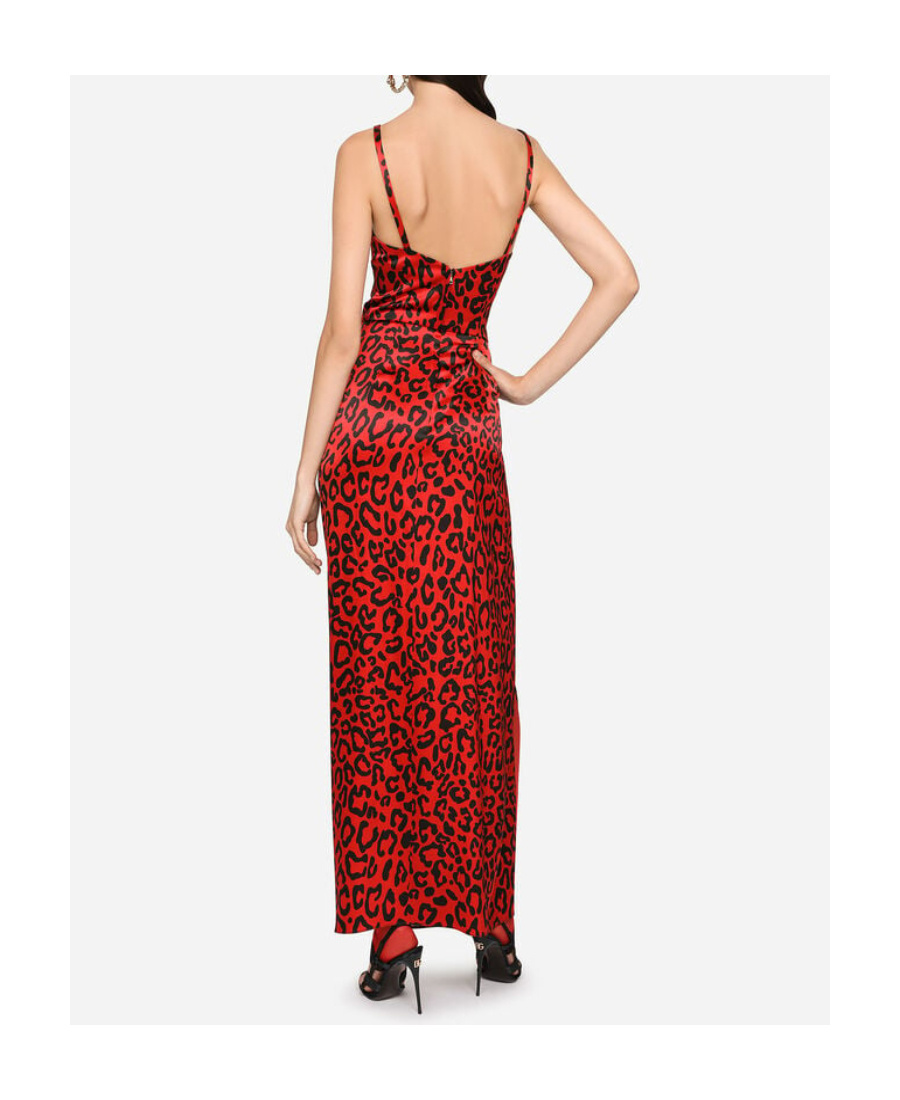 Dolce & Gabbana Leopard-print Maxi Dress In Red