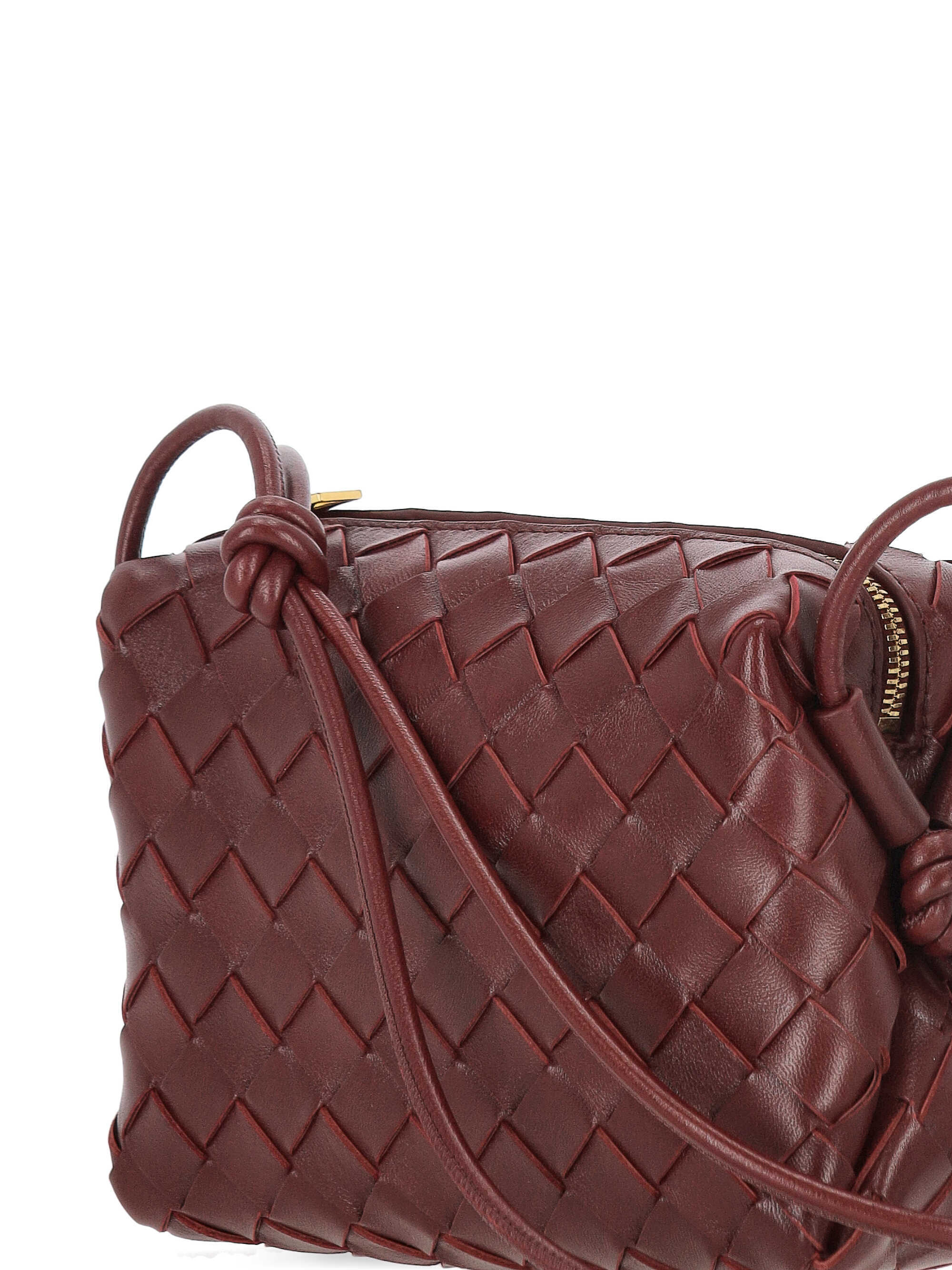 Bottega Veneta Women Loop Mini Leather Crossbody Bag In Red