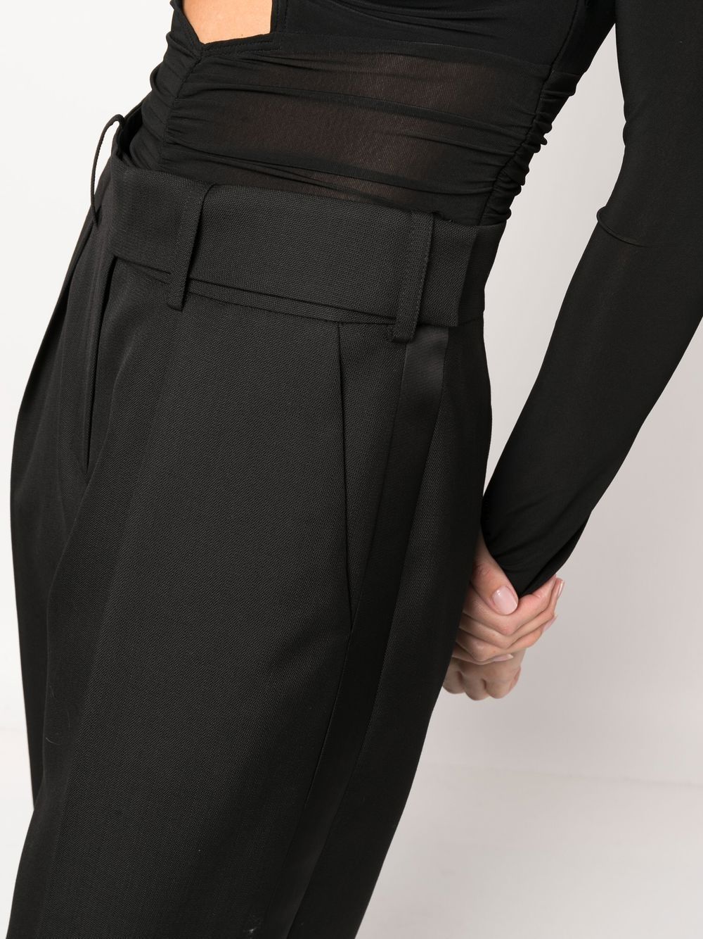 Alexandre Vauthier High Waist Wool Tailored Trousers In Black