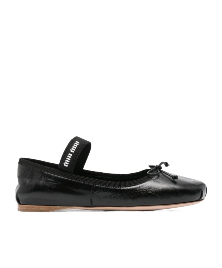 Miu Miu Logo Ballet Shoes In Black