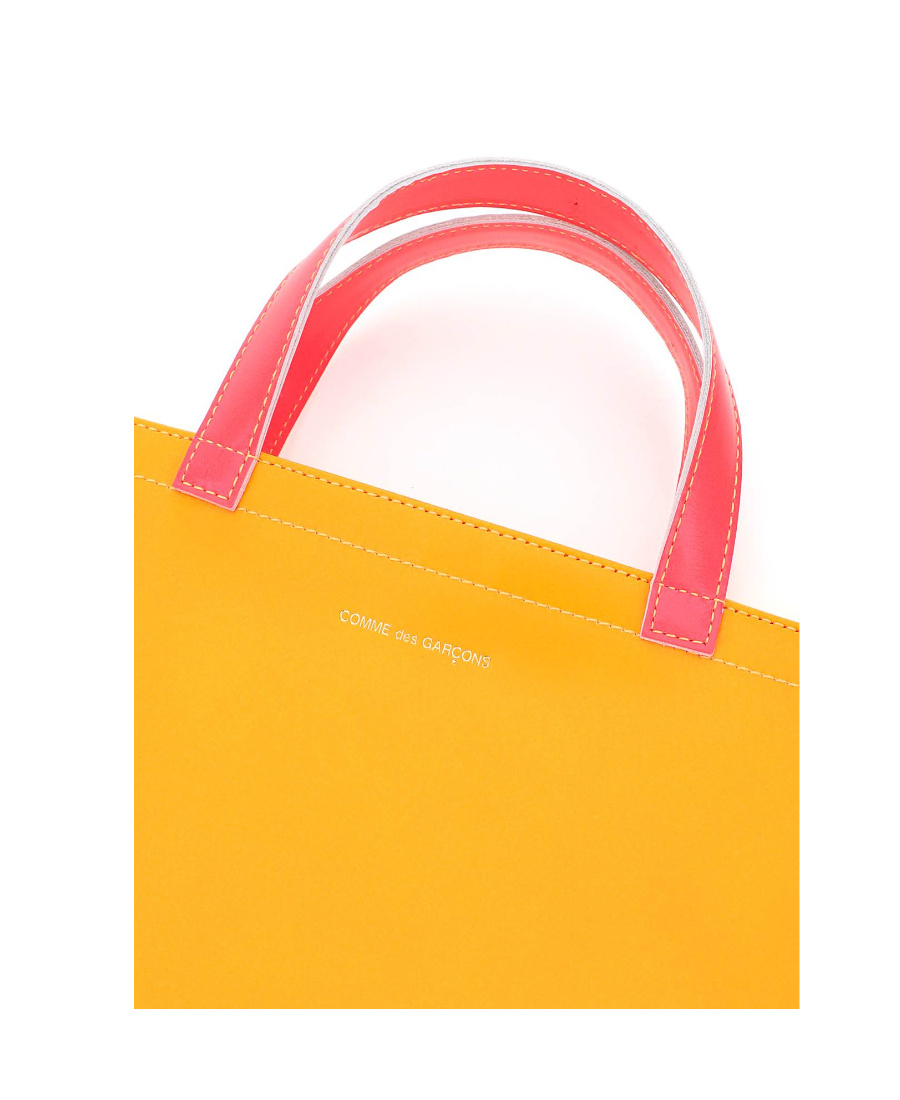 Comme Des Garçons Color-blocking Logo Handbag In Orange