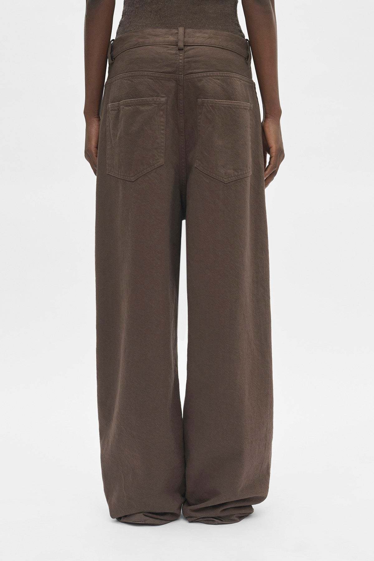 Ann Demeulemeester Belt Loop Denim Trousers In Brown
