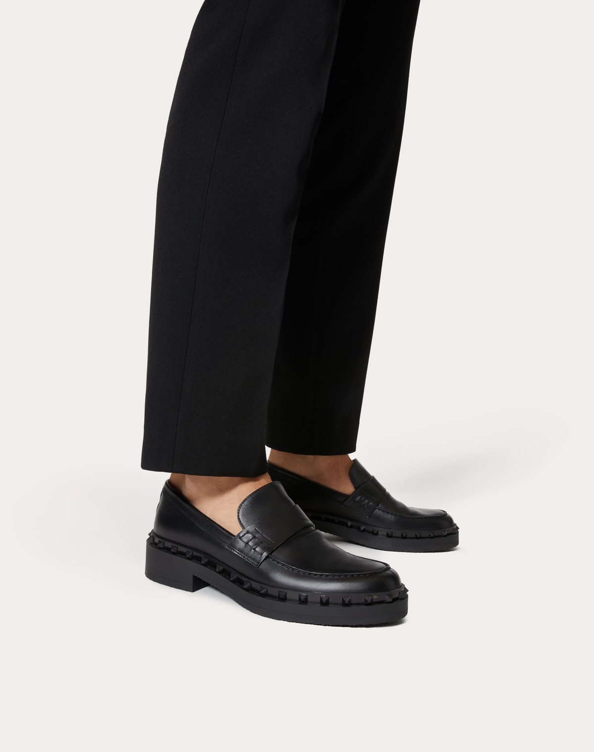 Valentino Garavani Rockstud M-way Calfskin Loafer In Black
