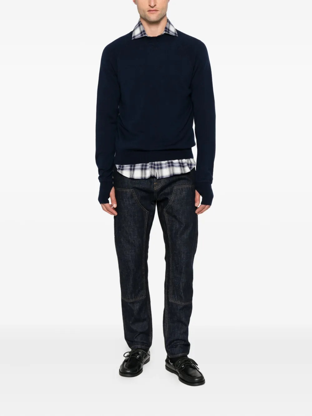 Eleventy Ribbed Crewneck Raglan Sweater With Long Sleeves In Black