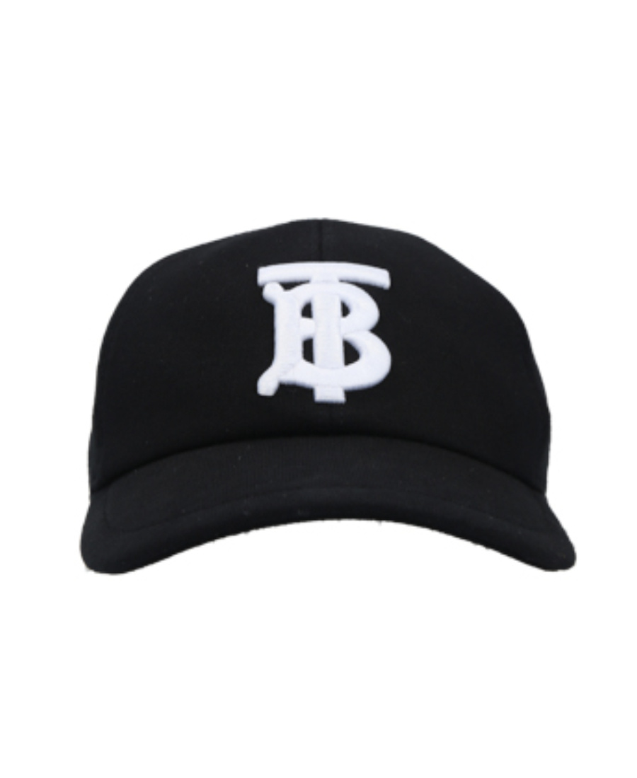 Burberry Monogram Embroidered Baseball Cap In Black