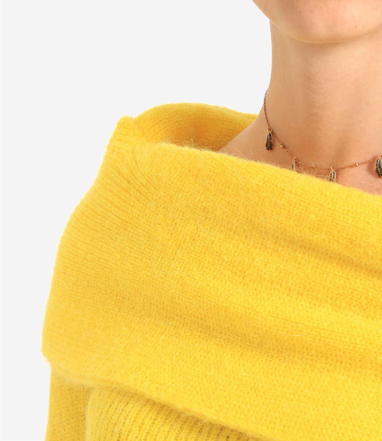 Philosophy Di Lorenzo Serafini Off-the-shoulder Knitted Jumper In Yellow