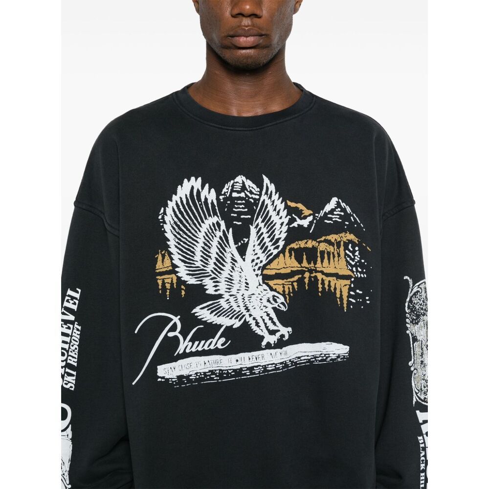 RHUDE GRAPHIC-PRINT COTTON SWEATSHIRT