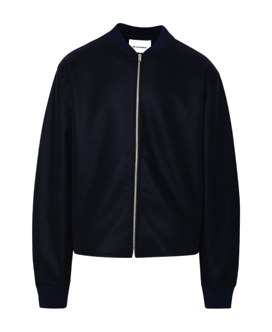 Jil Sander Black Wool Sweather With Zip Up Element In Black