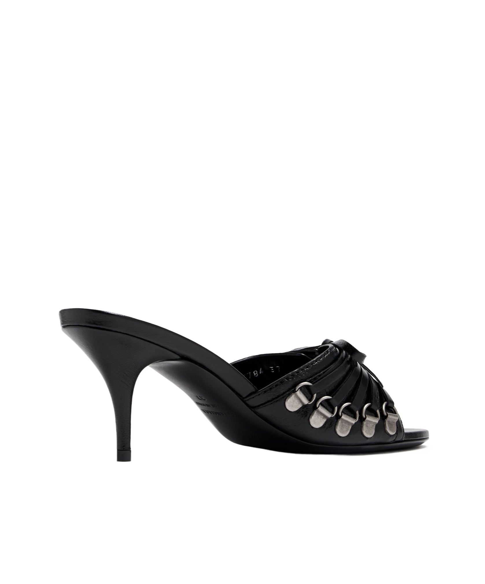 Balenciaga Open Toe Cagole Mules With Lace-up Design 6cm In Black